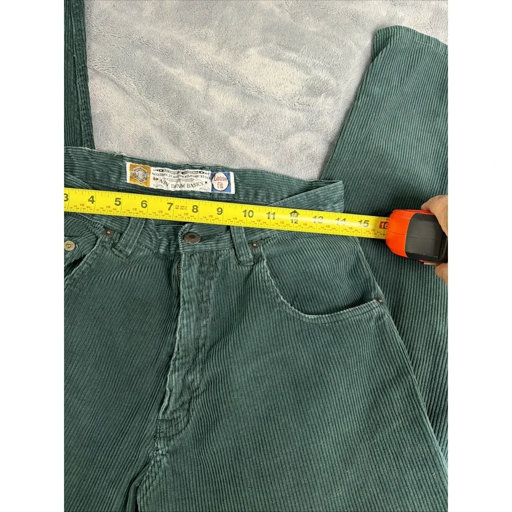Vintage Bugle Boy New Denim Basics Loose Fit Green Corduroy 30x30 Pants